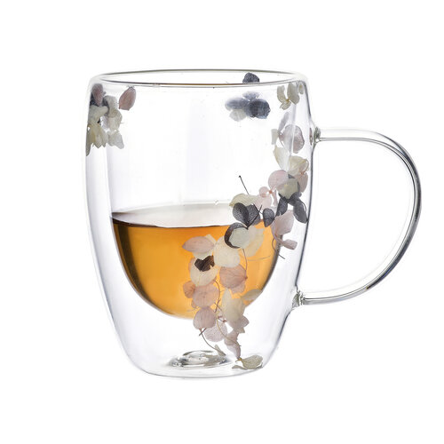 Dubbelwandig glas met bloemen - 320 ML