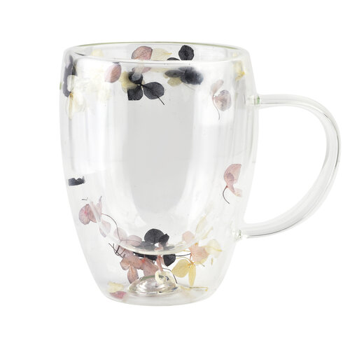 Dubbelwandig glas met bloemen - 320 ML