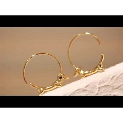 Vliegende teckel hond hoepel oorbellen