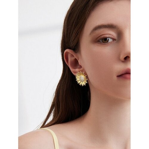 Vintage Zonnebloem Oorstekers – Verguld