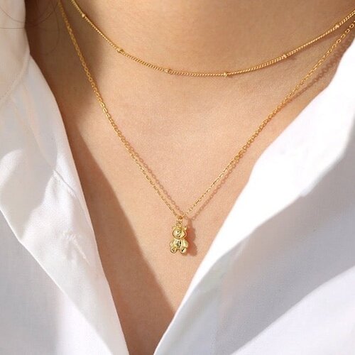 Teddybeer sieradenset met oorbellen en ketting