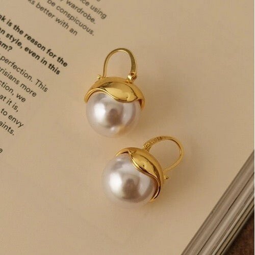 Vintage Parel Druppel Oorbellen – Verguld Vintage Parel Druppel Oorbellen – Verguld