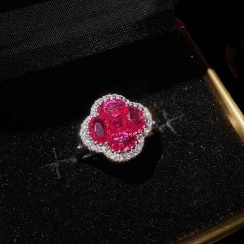 Levendige Ruby bloem sieraden set