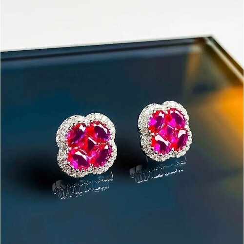Levendige Ruby bloem sieraden set