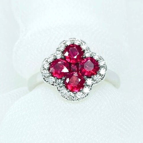 Levendige Ruby bloem sieraden set
