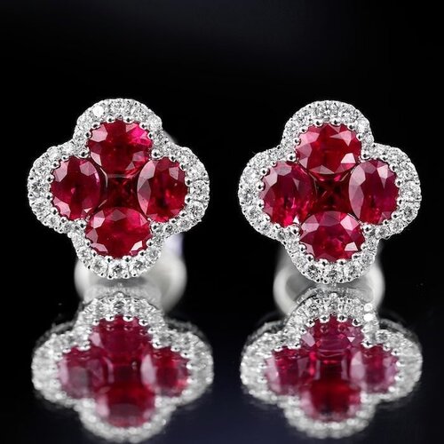 Levendige Ruby bloem sieraden set