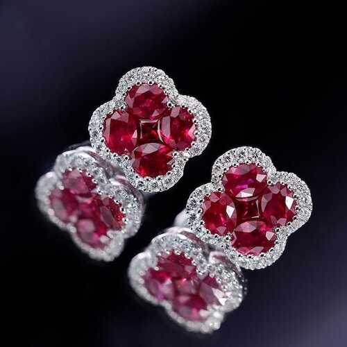 Levendige Ruby bloem sieraden set