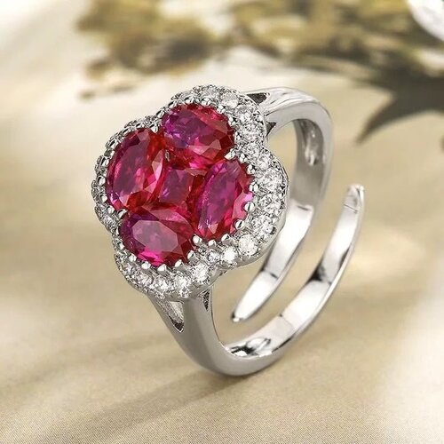 Levendige Ruby bloem sieraden set