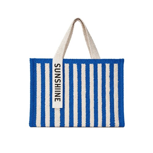 Blauw gestreepte draagtas