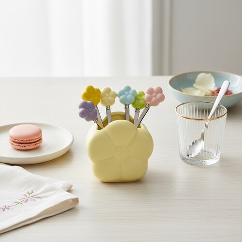 Bloemenlepels met houder - set van 6