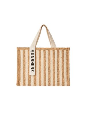Beige gestreepte draagtas