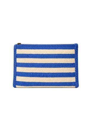 Blauw gestreepte clutch