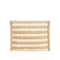 Beige gestreepte clutch