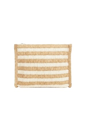 Beige gestreepte clutch