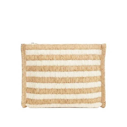 Beige gestreepte clutch