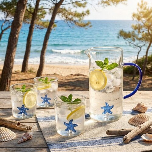 Zeesterkan blauw handvat 1,5L