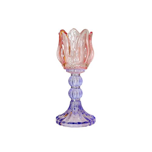 Roze en paarse kandelaar Capri 8x8x18cm