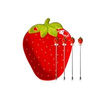 Dienblad met 4 aardbeienaperitiefprikkers