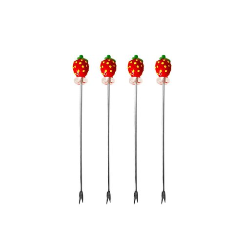 Dienblad met 4 aardbeienaperitiefprikkers