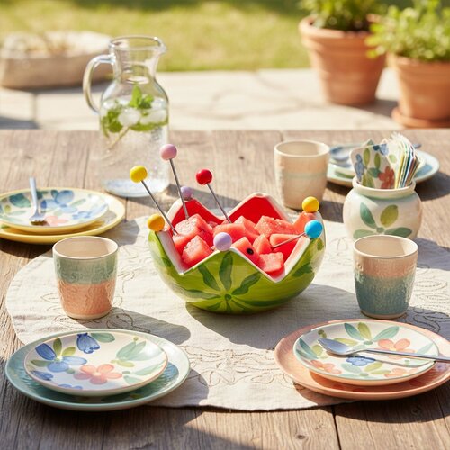 Voorgerechtprikkers met watermeloenbeker - set van 6