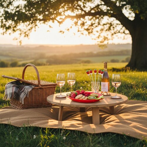 Dienblad met 4 aardbeienaperitiefprikkers