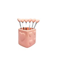 Roze theelepels met houder - set van 6