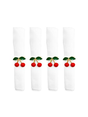 Set van 4 servetringen met kersenmotief