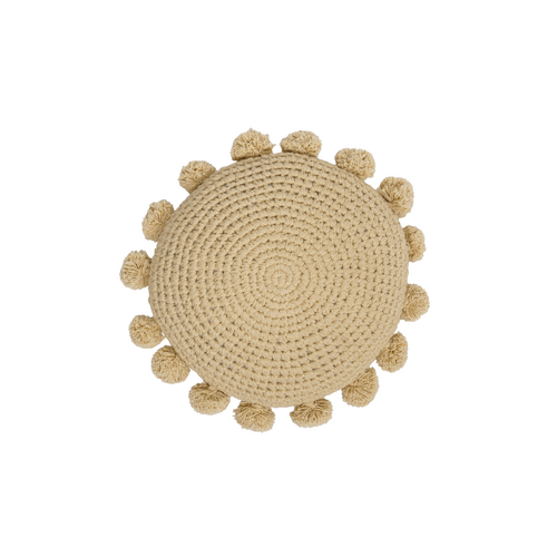Lyna Sierkussen Rond met kwastjes beige Lyna Sierkussen Rond met kwastjes beige