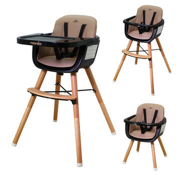 Nania Luna Highchair - 2 in 1 - High chair - Camel, black - from 6 months onwards