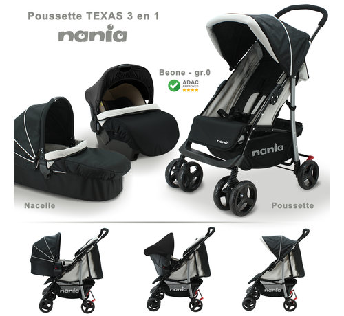 Nania Texas 2 in 1 Kinderwagen - Inclusief groep 0+ autostoel - Inclusief Reiswieg 0 tot 6 maanden