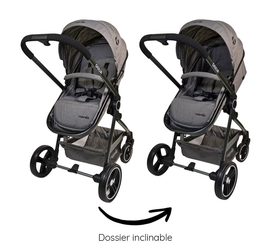 GIULIA 3 in 1 Combi Wandelwagen - BEONE Autostoel 4 sterren ANWB - incl. Base - Incl. Luiertas en regenhoes