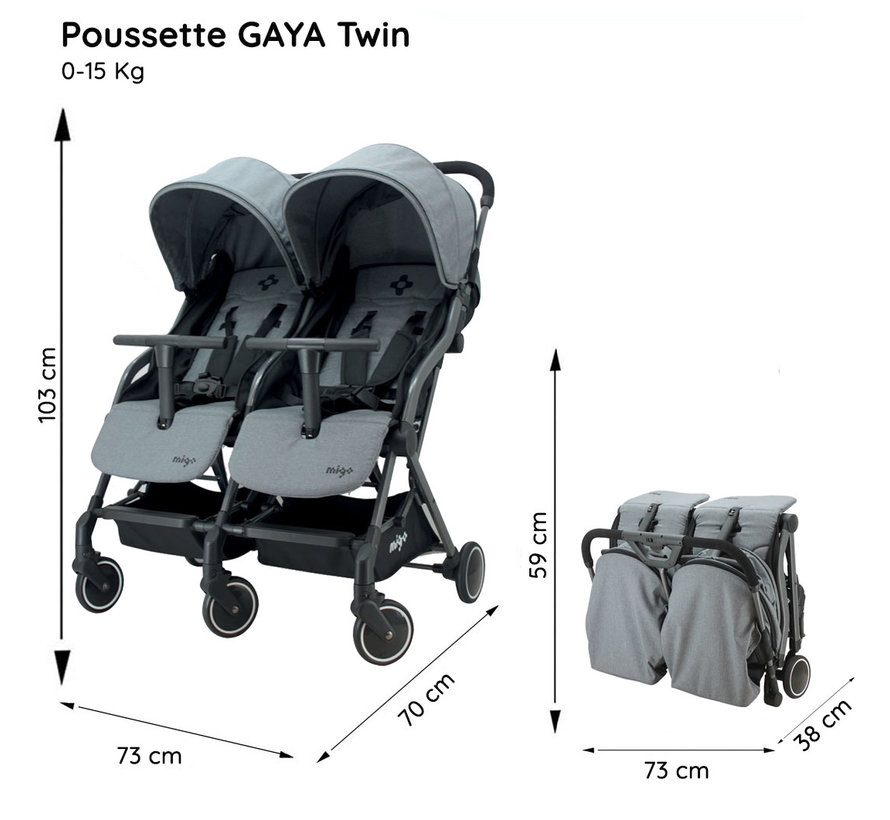 GAYA TWIN - Duo-Kinderwagen - von 0 bis 36 Monate