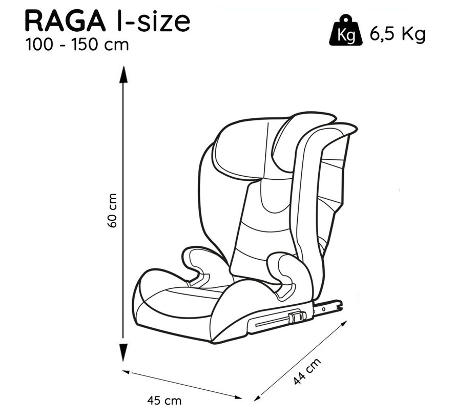 i-Size Autositz RAGA - von 100 bis 150 CM - ca. 4 bis 10 Jahre
