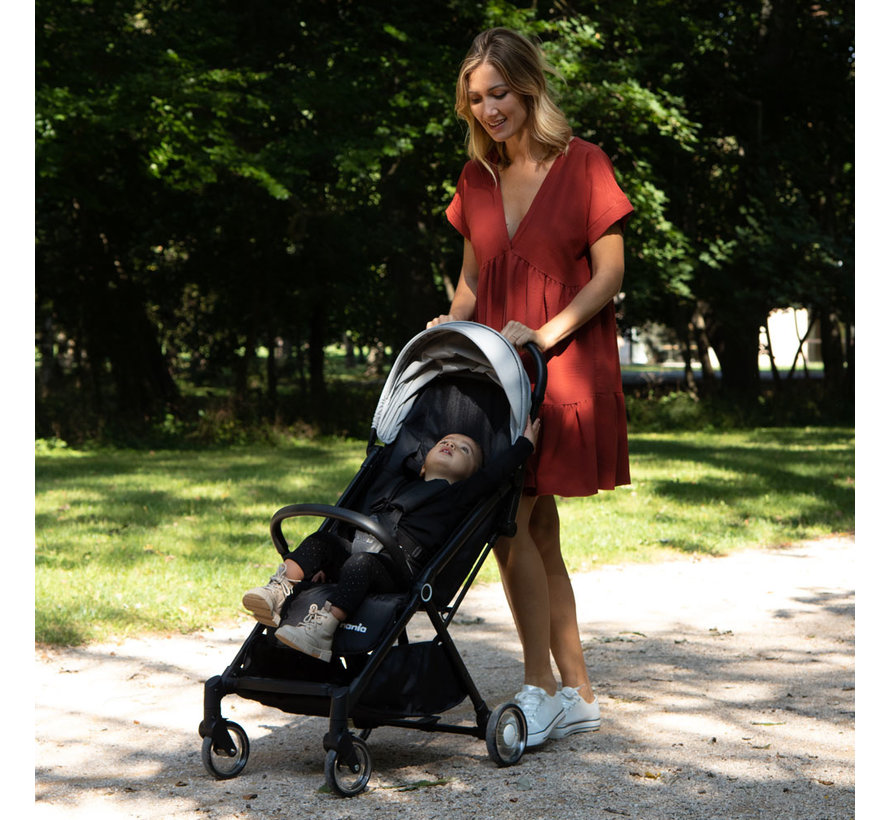 ORLA - Kompakter Kinderwagen - mit grauem und rosa Sonnenverdeck - automatisch faltbar