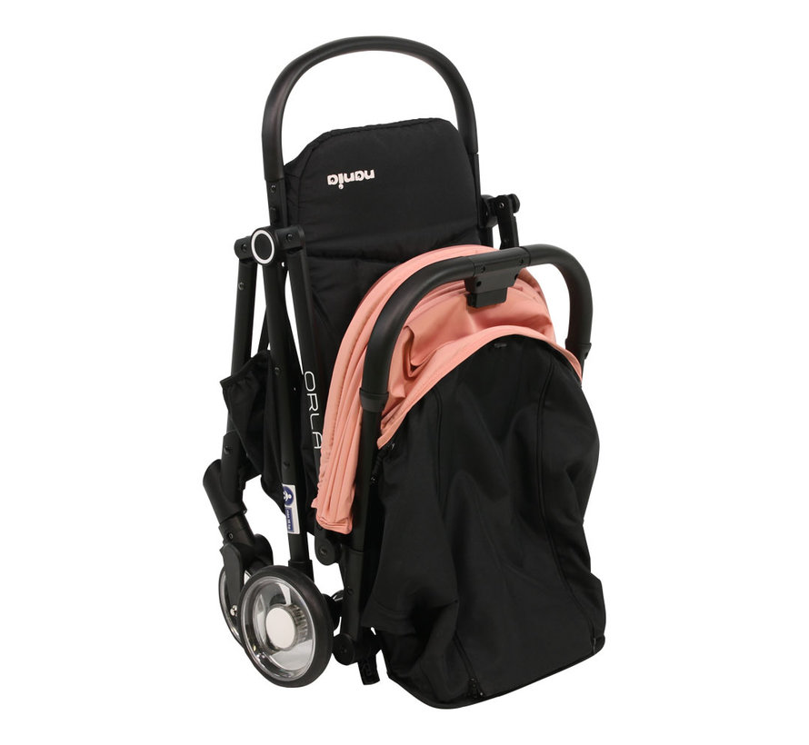 ORLA - Compact pram - with grey and pink sun canopy - automatically foldable