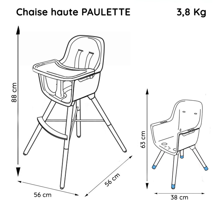 PAULETTE - Kinderstoel - 2 in 1 - meegroeistoel - vanaf 6 maanden - tot 5 jaar