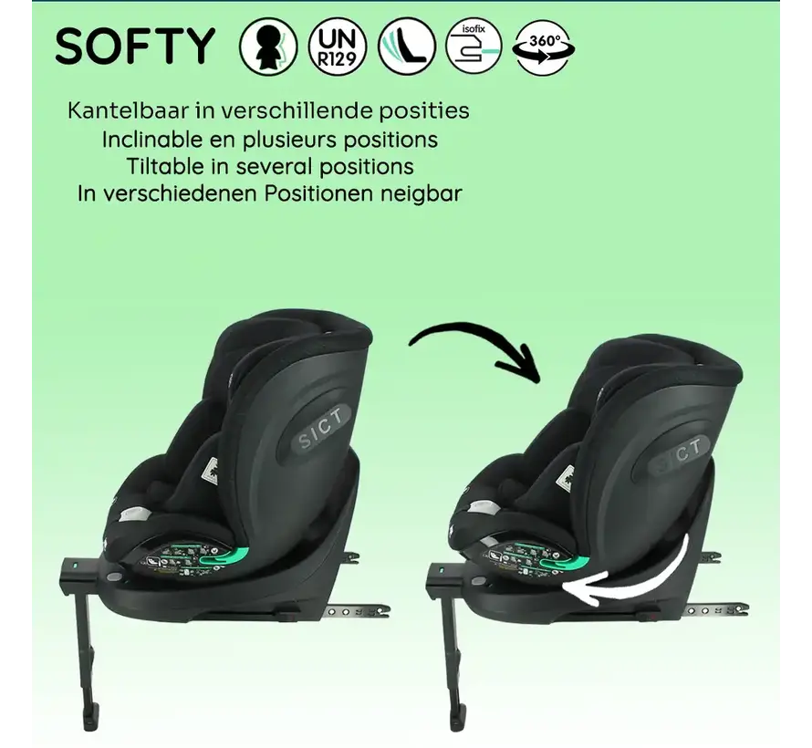 SOFTY - Isofix car seat - 360° swivel - i-Size - Child height from 40 to 150 cm - from birth to 12 years