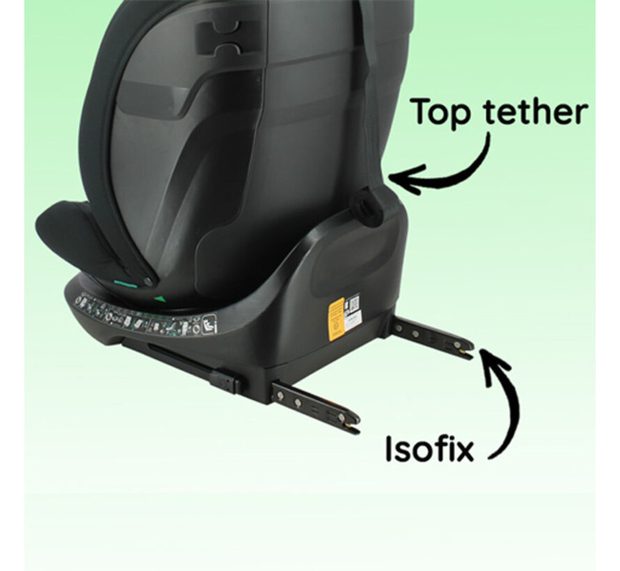 PHOENIX - Isofix autostoel - 360° Draaibaar - i-Size - Lengte kind van 40  tot 150 cm  - vanaf geboorte  tot 12 jaar - Comfort stof Zwart