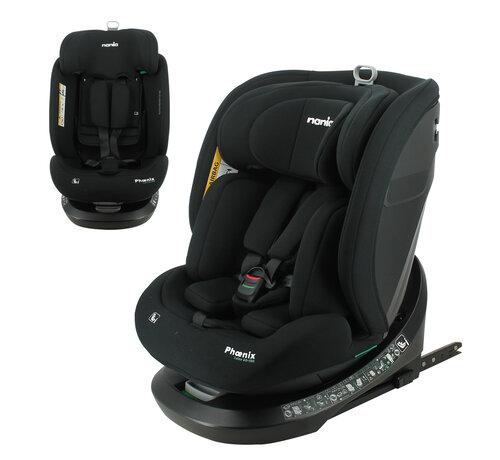 Nania PHOENIX - Isofix Autositz - 360° drehbar - i-Size - Kindergröße von 40 bis 150 cm - von Geburt bis 12 Jahre - Komfortgewebe Schwarz