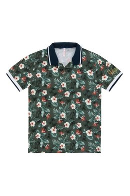 SUN68 Polo Multicolor Hawaii Print