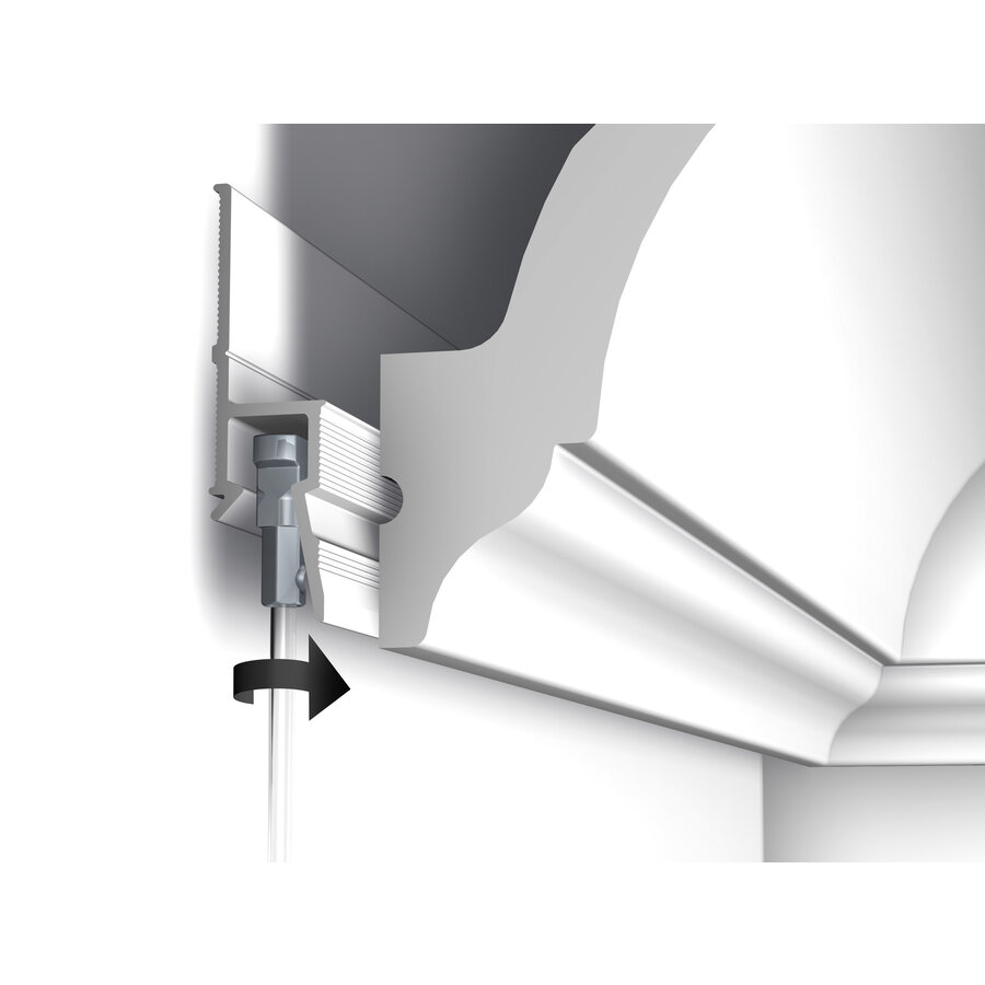 Artiteq Deco Rail RAL 9016 wit primer, schilderij ophangsysteem voor montage op de wand. Draagkracht 20kg/m, lengte = 200 cm.-2