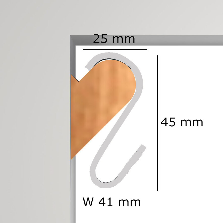 Gallery haak nikkel voor kantlat met dikte van 20 mm.-2