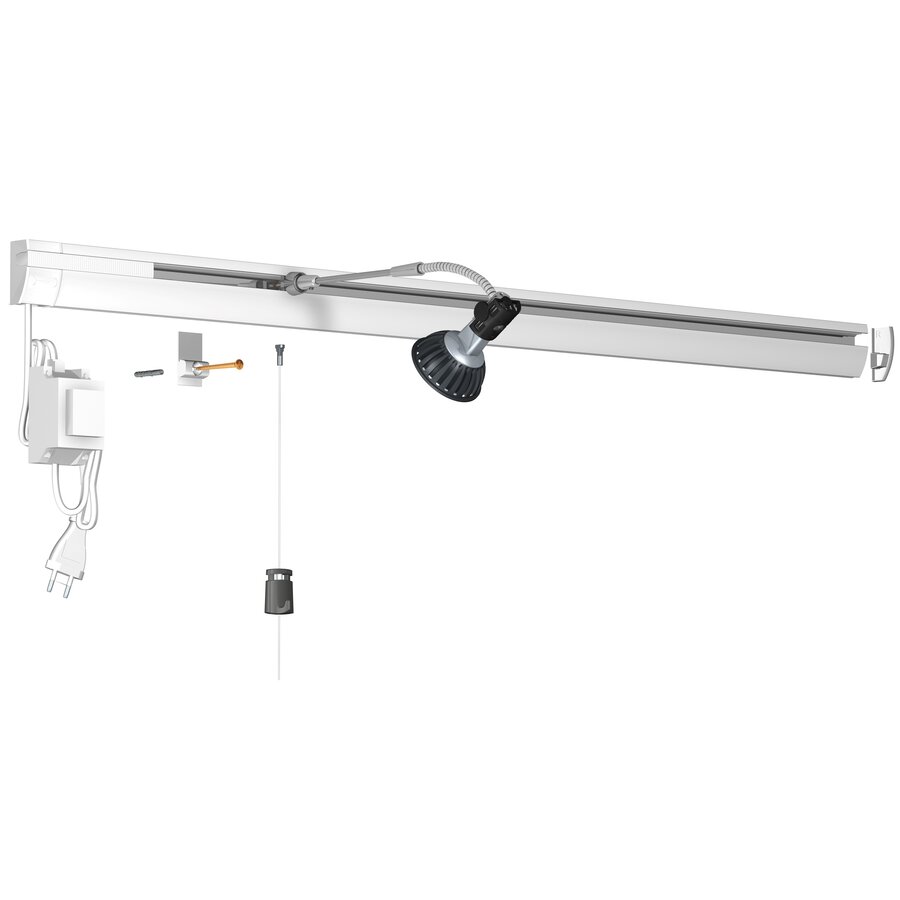 Artiteq Combi Rail Pro Light: Compleet set met twee meter schilderij-ophangsysteem, led spotje met armatuur en transformator-1