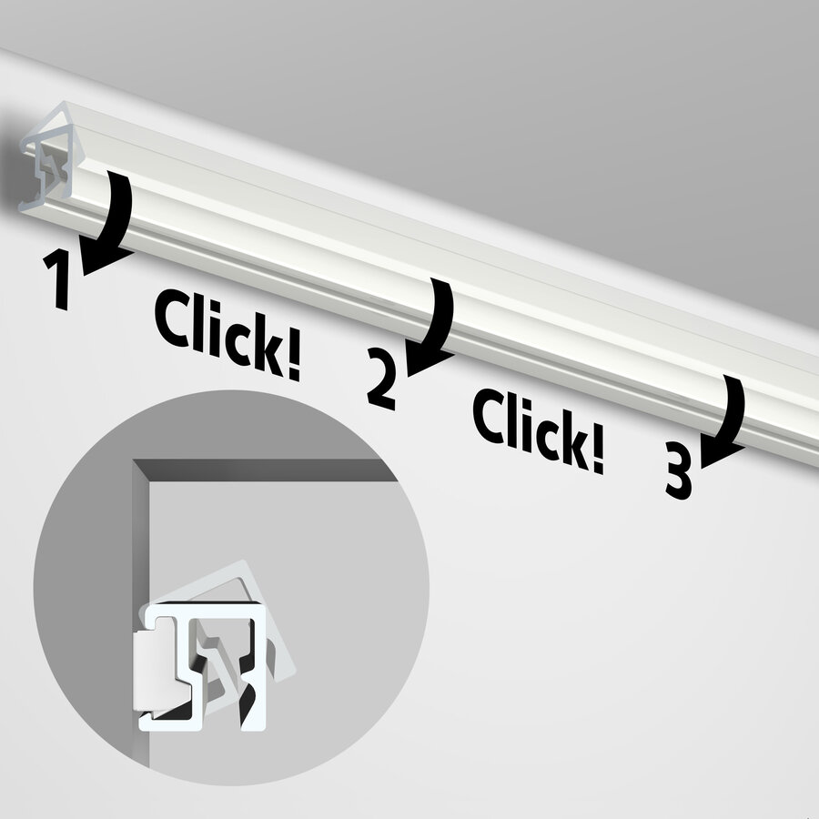 Artiteq Contour Rail, wit primer RAL 9016, het kleinste schilderij-ophangsysteem voor aan de wand, 5 lengtes van 2 meter. 20 kg/m.-6