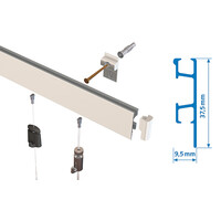 thumb-Artiteq Click Rail Pro geborsteld aluminium, Schilderij-ophangsysteem voor zwaardere belasting, max. 50 kg/m.  5 lengtes van 2 meter.-3