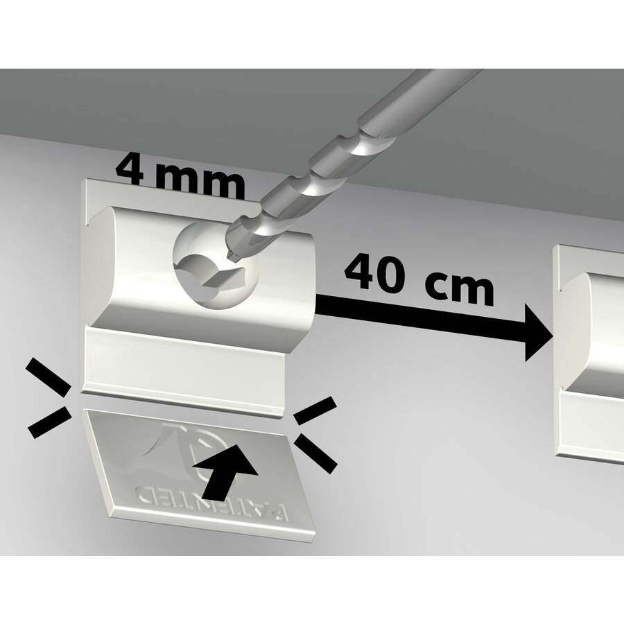 Artiteq Click Rail Pro geborsteld aluminium, Schilderij-ophangsysteem voor zwaardere belasting, max. 50 kg/m. 5 lengtes van 2 meter.-5