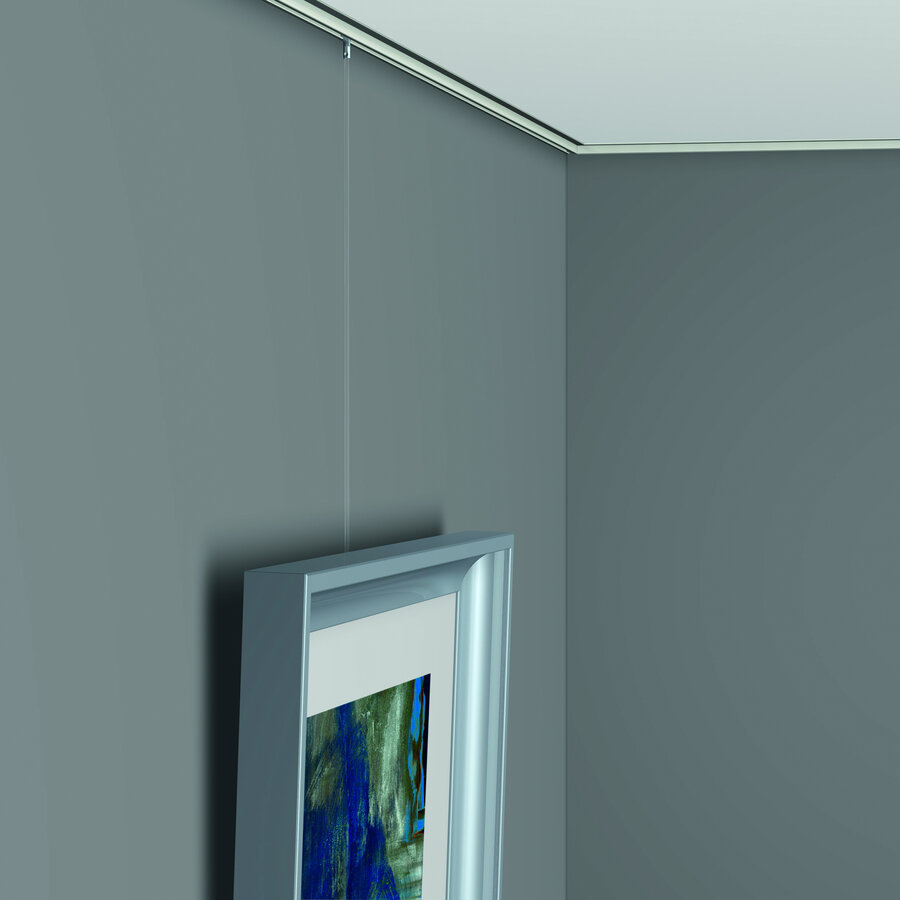 Artiteq Top Rail in aluminium kleur, schilderij-ophangsysteem voor systeemplafonds, 10 lengtes van 2 meter.-3