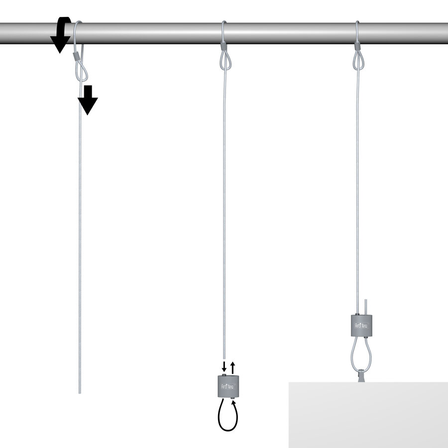 Artiteq Loop Hanger set met 1,2 mm. staaldraad met lus, lengte 300 cm.-2