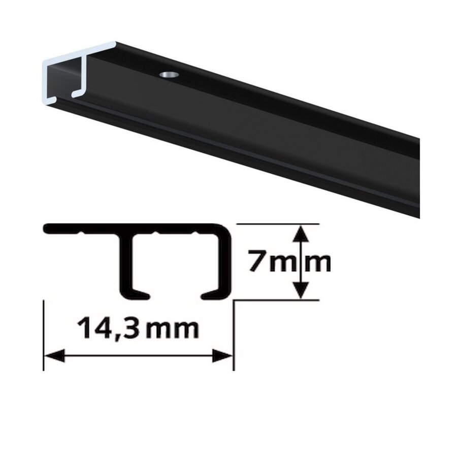 Top Rail.  Schilderij ophangsysteem voor montage aan de kantlat van een systeemplafond. zwart geanodiseerd-2