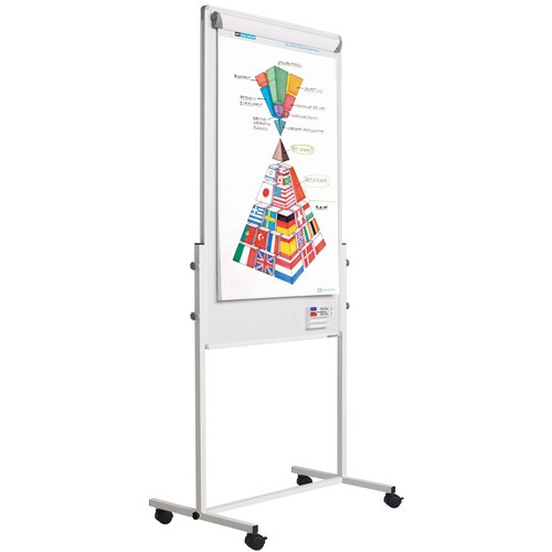 Flip-Over met whiteboard en prikbord op wieltjes 